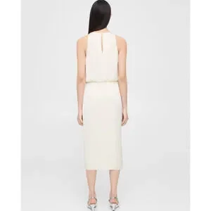 Theory | Dresses | 375 Theory Nwt Layered Tank Dress Crushed Satin Dress  Cream White Ivory Blouson | Poshmark